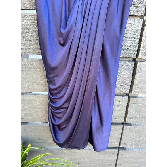 BCBG Maxazria Corella Bluish Purple Ruched Drape Mini Dress - Size 6 - Picture 3 of 5